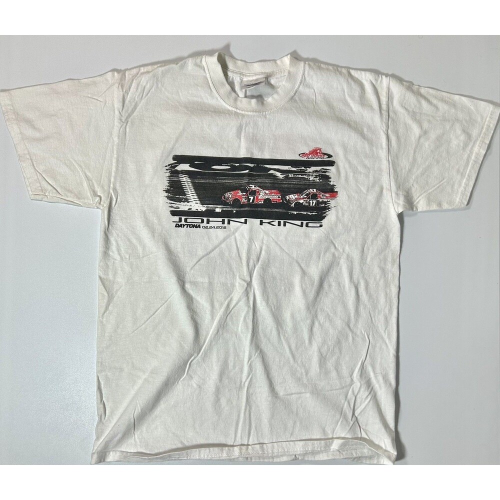 NASCAR M White t-shirt John King Red Horse Racing Daytona February 2012